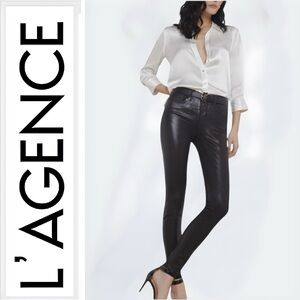 NWOT L'Agence Marguerite High Rise Coated Skinny Jeans, Black, Size 25